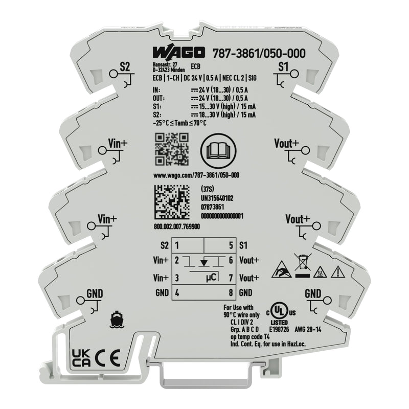 WAGO - Stromüberwachungsgerät Schutzschalter elektroni. 787-3861/050-000 1-kanalig 24V DC