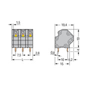 WAGO - Leiterplattenklemme 745-3153 4mm² − 132 Stück