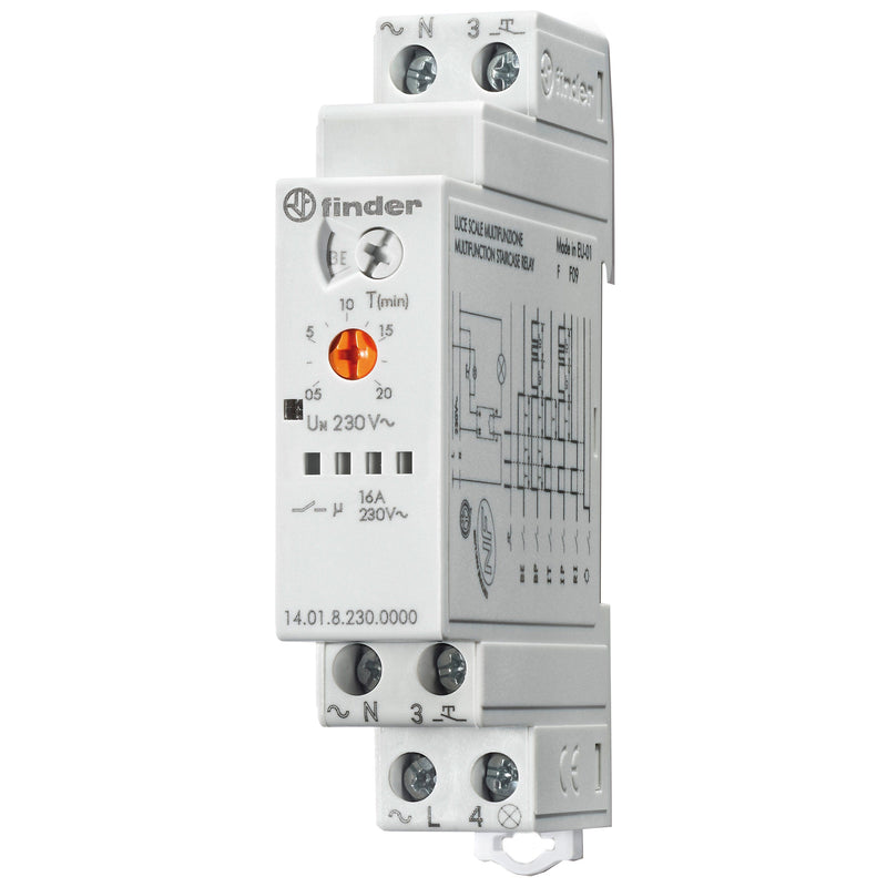 Finder - Treppenlichtzeitschalter Treppenhausaut.N/L-schalt. 14.01.8.230.0000 1S 16A 230VAC