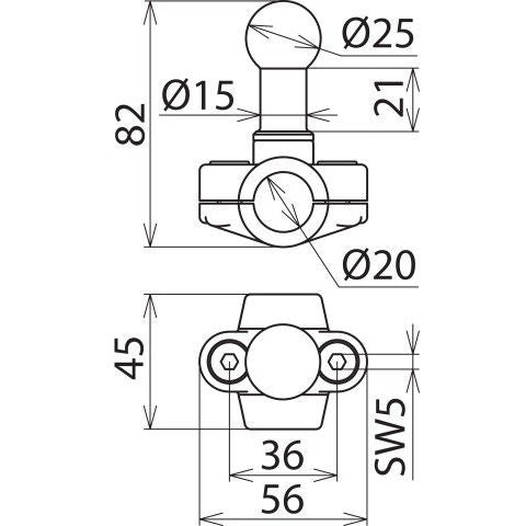 DEHN - Festpunkt für EuK-Vorrichtung Kugelfestpunkt KFP 25 RL 20 D25mm Schelle Ausf.A