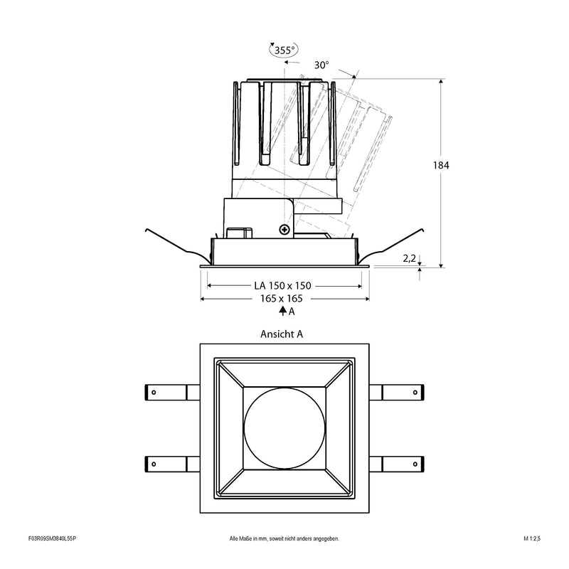 EVN Lichttechnik - Downlight/Strahler/Flutlicht LED-Einbauleuchte modular F03R09SM3840L55P Konfigurationstype