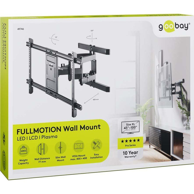 Goobay - Halterung für Audio-/Videosysteme TV-Wandhalterung 49746 FULLMOTION Pro XL