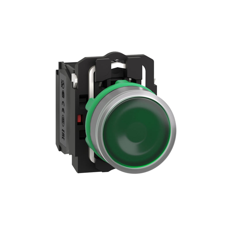 Schneider Electric - Drucktaster, Komplettgerät Leuchtdrucktaster XB5AW33B5C0 grün,22mm,24V,1S+1Ö