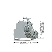 WAGO - Durchgangs-Reihenklemme Doppelstockklemme 2002-2231/099-000 Abschlussplatte,grau − 50 Stück