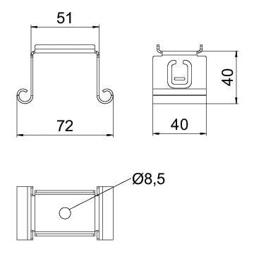 OBO Bettermann - Wand- und Deckenbügel für Kabeltragsystem Mittenabhängung MAH 075 FS Kabelrinne B70mm