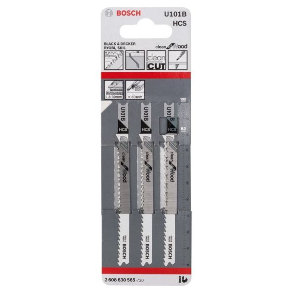 Bosch - Stichsägeblatt U 101 B 2608630565 Clean for Wood − 3 Packung