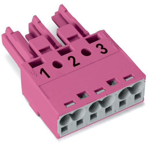 WAGO - Steckverbinder für steckbare Gebäudeinstallation Buchse 3-polig 770-283 Kod. B,pink − 100 Stück