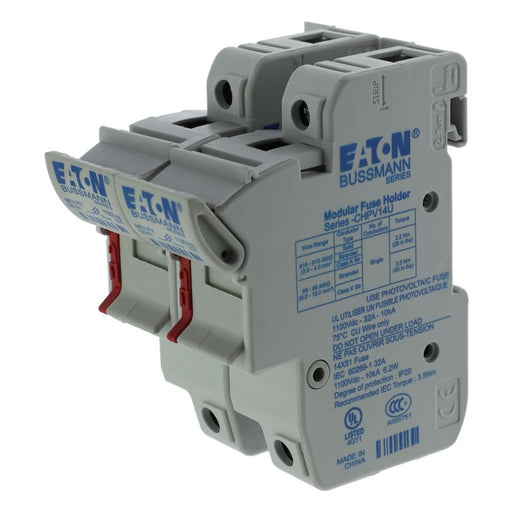 Eaton - Halter für zylindrische Sicherung Sicherungshalter 32A 1500V 2P 14x51 #CHPV142U superflink 2polig − 3 Stück