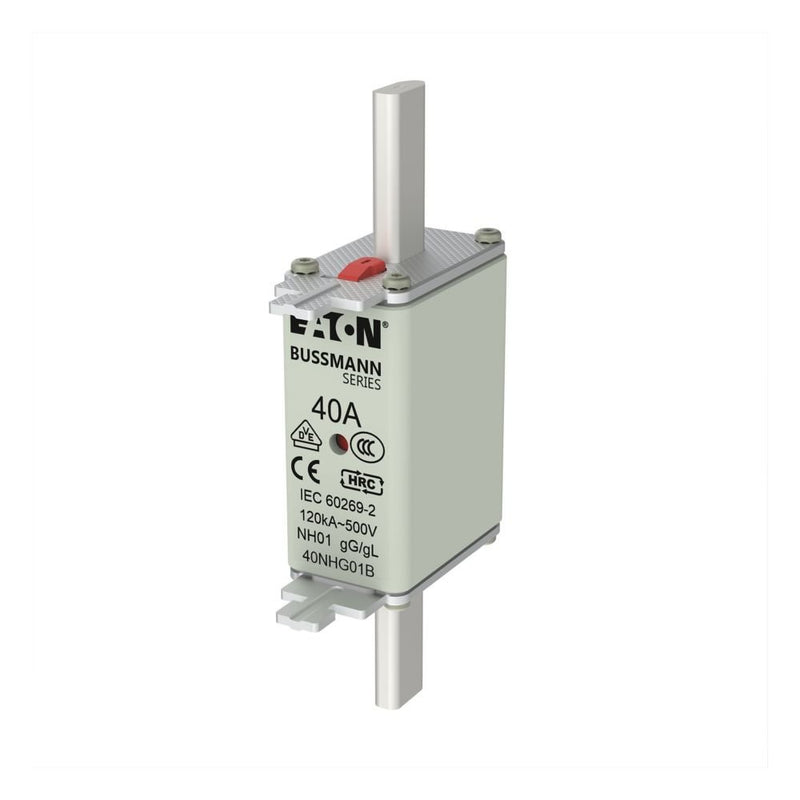 Eaton - Messersicherung Sicherungseinsatz Nieders. NH FUSE 40#40NHG01B 40A AC 500V 120kA − 3 Stück