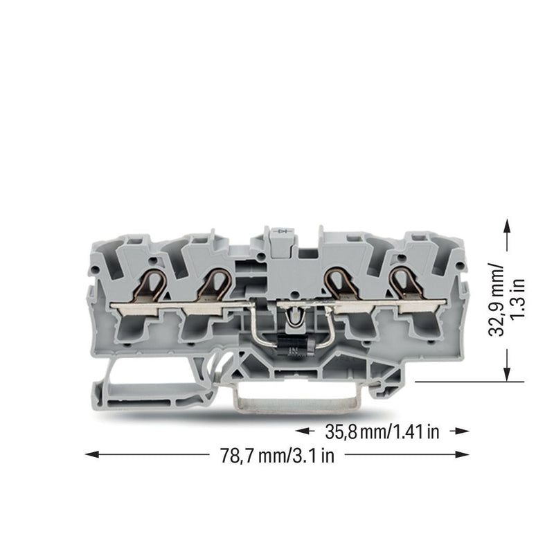WAGO - Bauelement-Reihenklemme Bauelementklemme 2004-1411/1000-400 Diode 1N5408,grau − 50 Stück