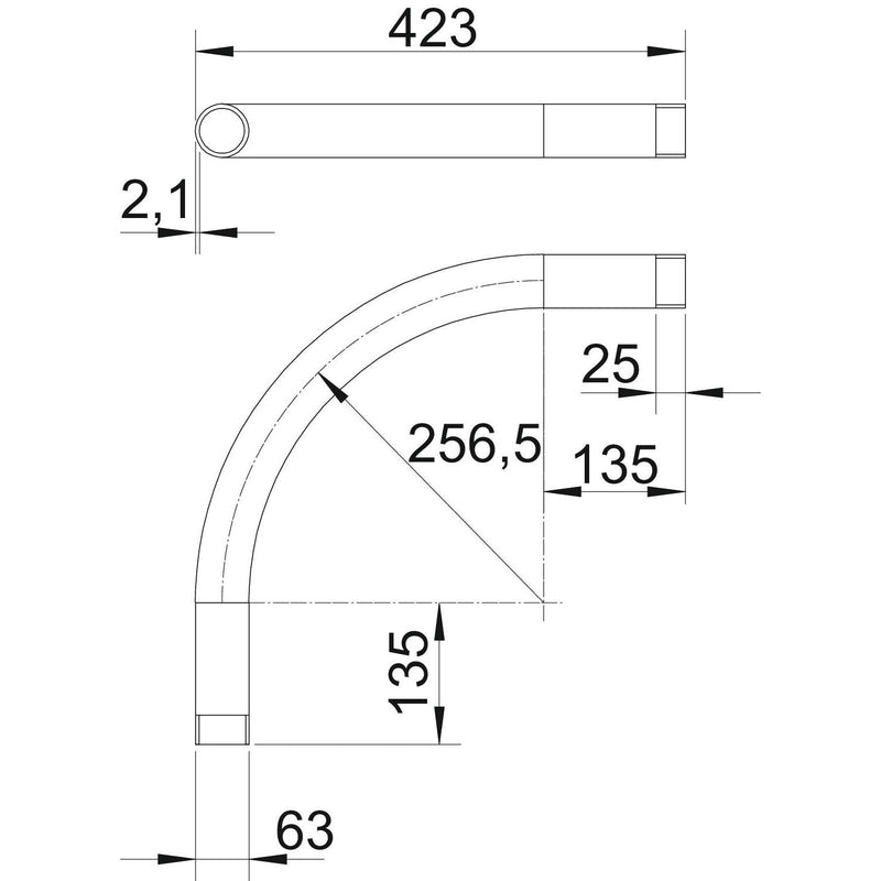 OBO Bettermann - Bogen für Installationsrohre Aluminiumrohrbogen SBM63W ALU m. Gewinde M63x1,5 − 3 Stück