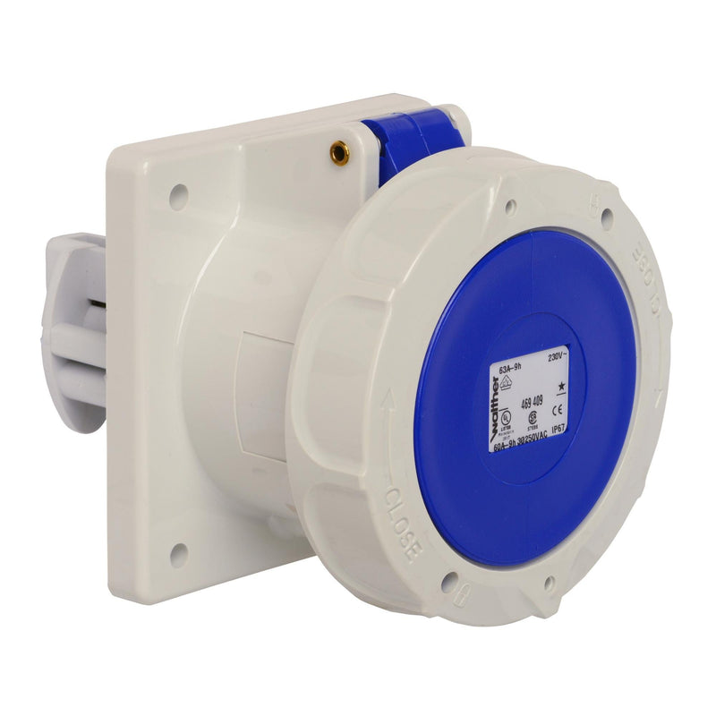 Walther Werke - CEE-Anbausteckdose (IEC 60309) Anbaudose gerade 63A 469409 4P 230V 9h IP67