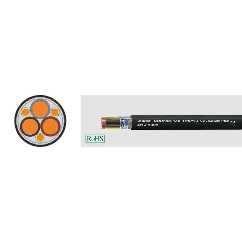 Energiekabel < 1 kV, für ortsveränderlichen Einsatz HEL TOPFLEX-EMV-UV-3PLUS 3 TOPFLEX-UV 3x 185 X185 Motor,Servo,Geb