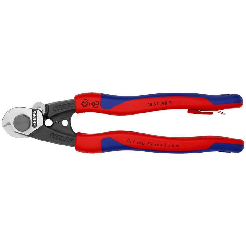 Knipex - Kabelschere Drahtseilschere 95 62 190 T 190mm, mit Bef.-Öse