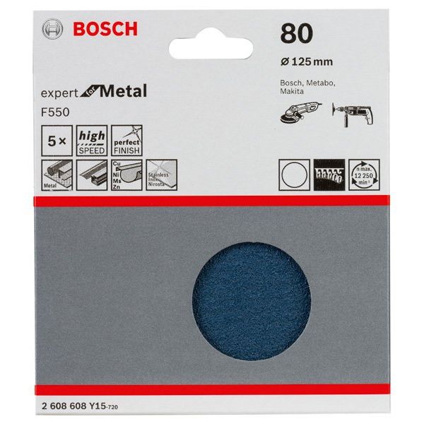 Bosch - Schleifpapier/Schleifvlies Schleifblatt F550, Expert 2608608Y15 for Metal 125 mm 80