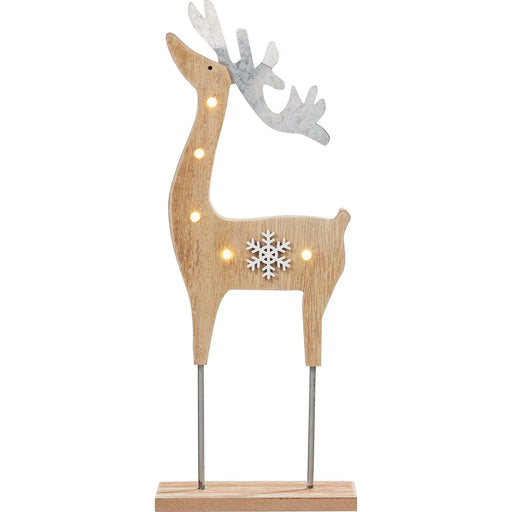Hellum - Festbeleuchtung LED-Holzrentier 524079 mit Schneeflocke − 6 Stück