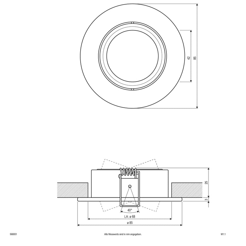 EVN Lichttechnik - Downlight/Strahler/Flutlicht NV Deckeneinbauleuchte 568001 IP20 GX5,3