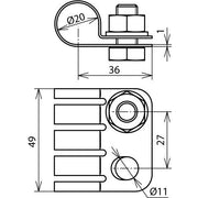 DEHN - Zubehör/Ersatzteile für Erdung und Blitzschutz PA-Anschlusselement PAE 20 23 AB11 V2A D=20/23mm