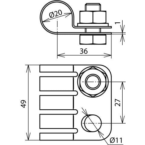 DEHN - Zubehör/Ersatzteile für Erdung und Blitzschutz PA-Anschlusselement PAE 20 23 AB11 V2A D=20/23mm