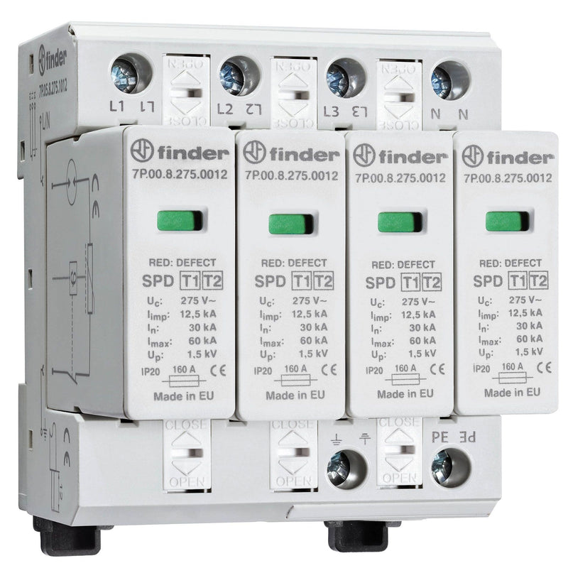 Finder - Blitzstromableiter für Energietechnik Kombiableiter Typ 1+2 7P.05.8.275.1012 f. 3ph. TN-S