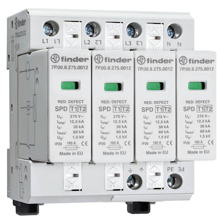 Finder - Blitzstromableiter für Energietechnik Kombiableiter Typ 1+2 7P.05.8.275.1012 f. 3ph. TN-S  − 1 Stück
