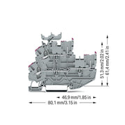 WAGO - Durchgangs-Reihenklemme 2Leiter/2PinDoppelstockkl. 2022-2238/999-953 2,5mm²,grau − 50 Stück