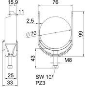 OBO Bettermann - Bügelschelle BS-N1-M-70 FT 64-70mm − 50 Stück