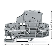 WAGO - Sicherungs-Reihenklemme 2-Leiter-Sicherungsklemme 2006-1621/1000-836 5x30mm,grau − 25 Stück
