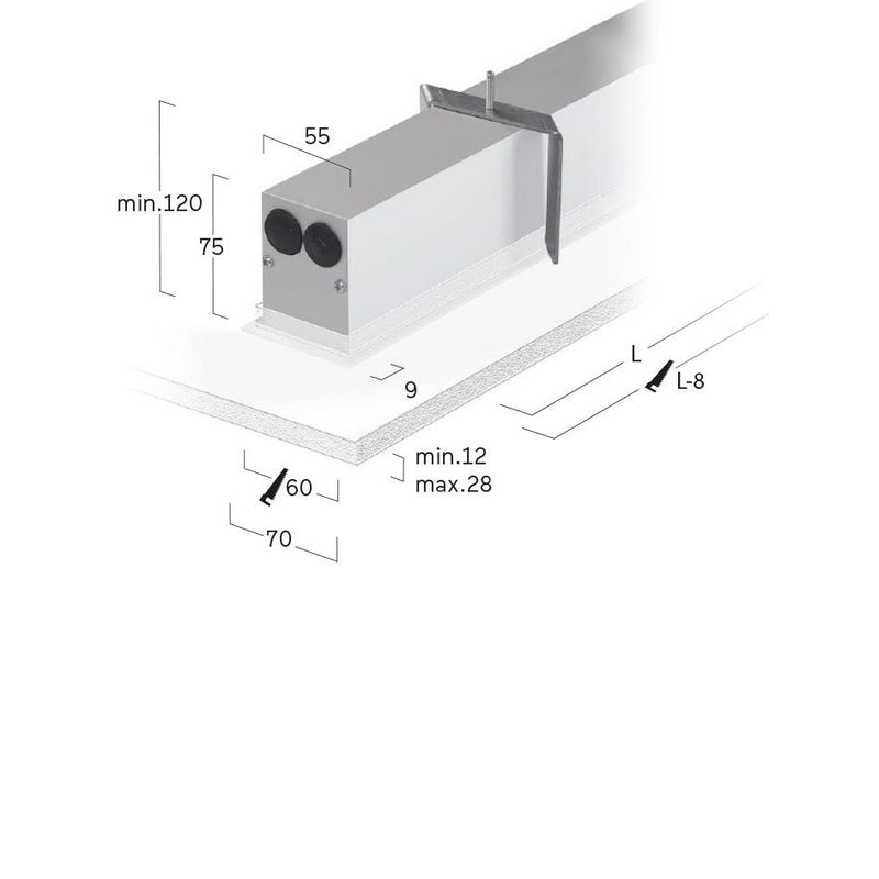 Lightnet - Decken-/Wandleuchte LED-Einbauleuchte LF3AEE-830E-L2075 3000K, silber
