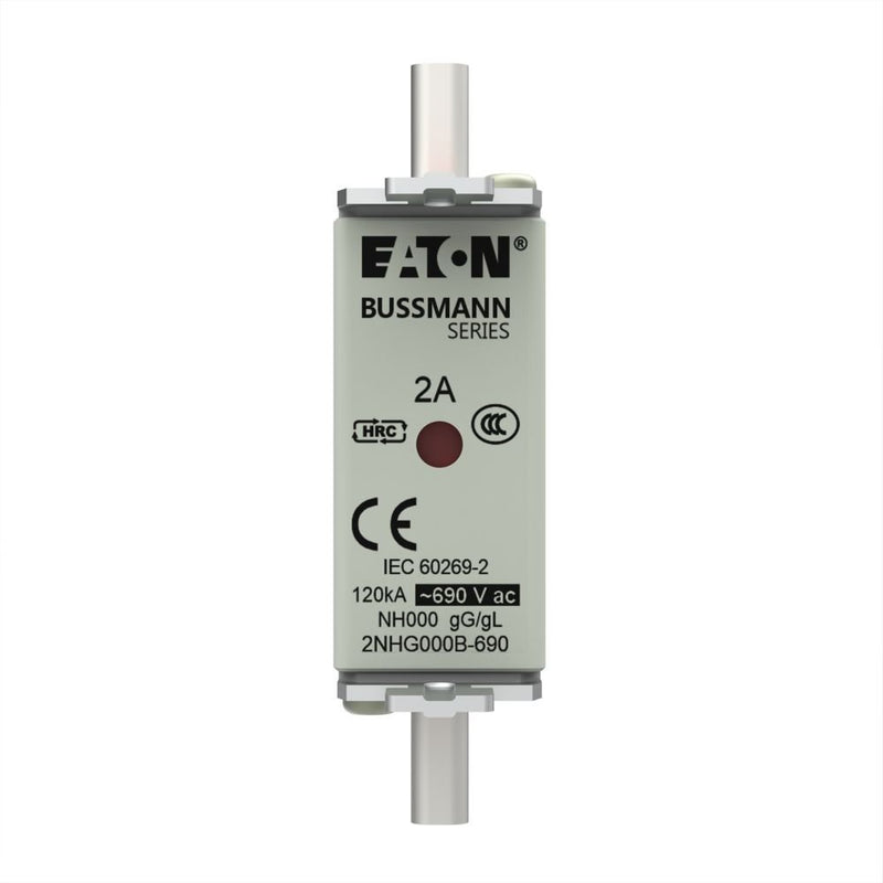 Eaton - Messersicherung Sicherungseinsatz Nieders. 2NHG000B-690 2A AC 690V 120kA − 3 Stück