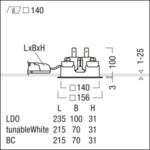 Zumtobel Group - Downlight/Strahler/Flutlicht LED - Einbauleuchte P - INFQ140L #60818555 2700 - 6500K