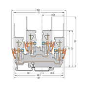 WAGO - Durchgangs-Reihenklemme 2-Pin/2-Pin-DoppelstockKl. 870-151 L/L,grau − 50 Stück