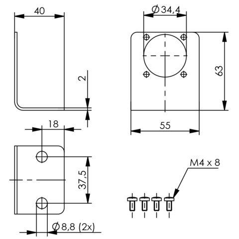 Telegärtner - Einsatz/Abdeckung für Kommunikationstechnik TOC Montagewinkel 100022660 Spurbreite 37,5mm