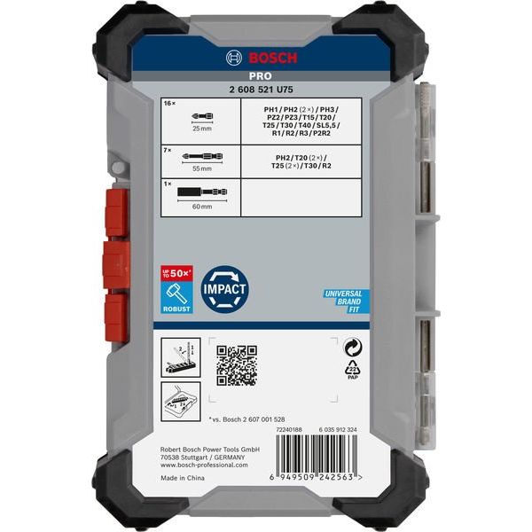 Bosch - Bit-Set PRO Impact Schrauberbit 2608521U75VE(24) Set, 24-tlg. − 3 Packung