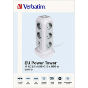 Verbatim - Mehrfachsteckdose Steckdosen Tower 49547 2m,11x230V,2xUSB-A+C