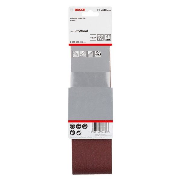 Bosch - Schleifpapierset PRO X440 Schleifband, 75 x 2608606095 610 mm G60 G80 G100