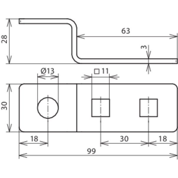 DEHN - Verbinder für Blitzschutz Endstück Z-Form Niro ES ZF2X11.111XB13V2A D11 u.1Rundloch D13