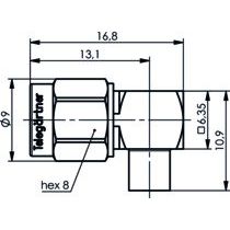 Telegärtner - Koax-Steckverbinder SMA-Kabelwinkelstecker AU 100024624 G10 (RG402/U) − 5 Stück