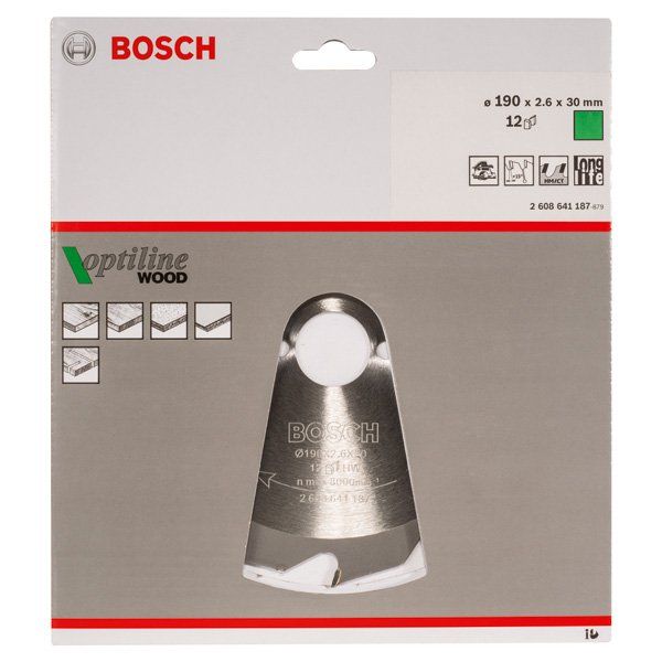 Bosch - Kreissägeblatt PRO Wood Kreissägeblatt, 2608641187 190 x 2,6 x 30 mm