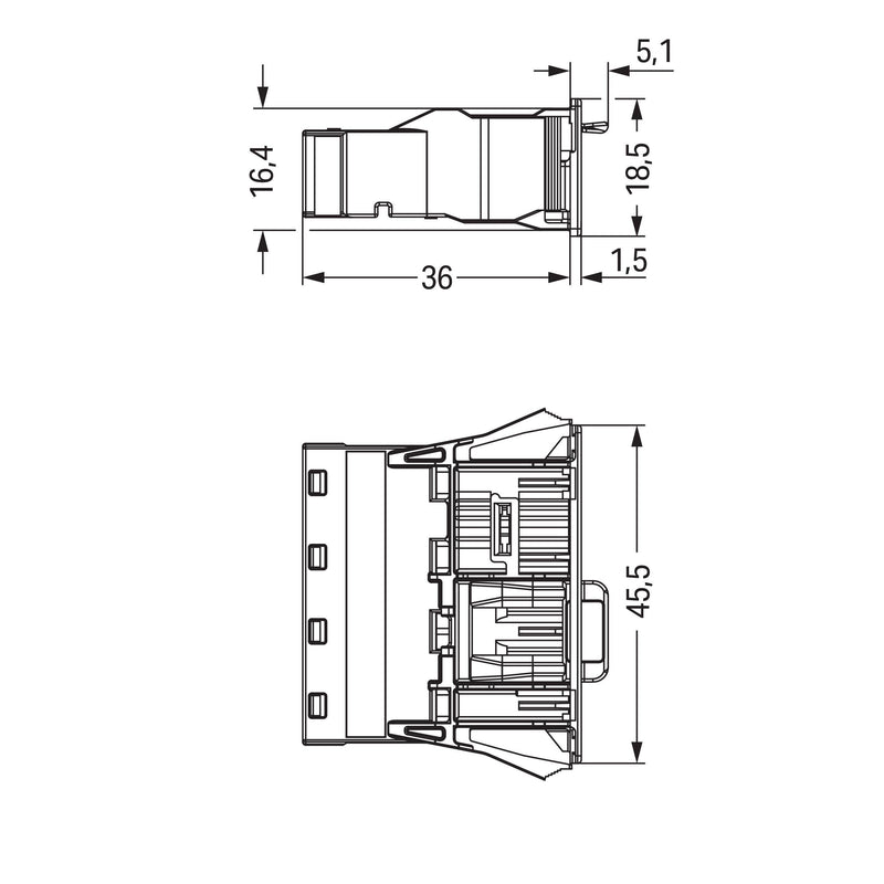 WAGO - Geräteanschluss für steckbare Gebäudeinstallation Snap-In-Stecker 770-754 4-polig,Kod. B,grau − 100 Stück