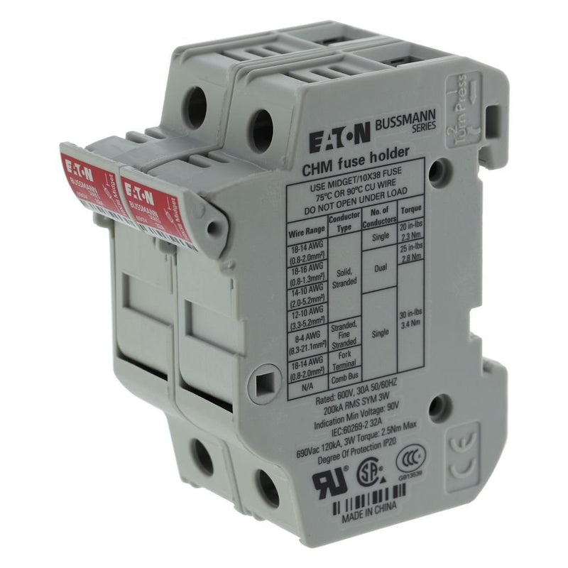 Eaton - Halter für zylindrische Sicherung Sicherungshalter Niedersp. 2Pole 30A #CHM2DU 32A AC 690V 2polig − 6 Stück