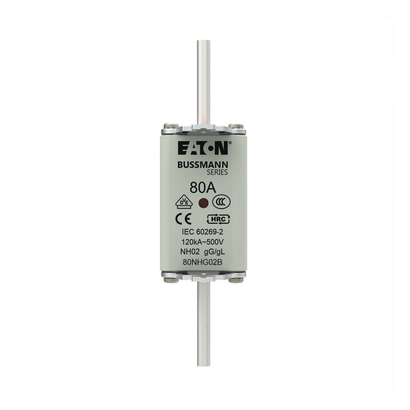 Eaton - Messersicherung Sicherungseinsatz Nieders. NH FUSE 80#80NHG02B 80A AC 500V 120kA − 3 Stück