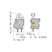 WAGO - Leiterplattenklemme Anreihbare Leiterplattenk. 257-862 Drücker,2,5mm²,dgr − 100 Stück