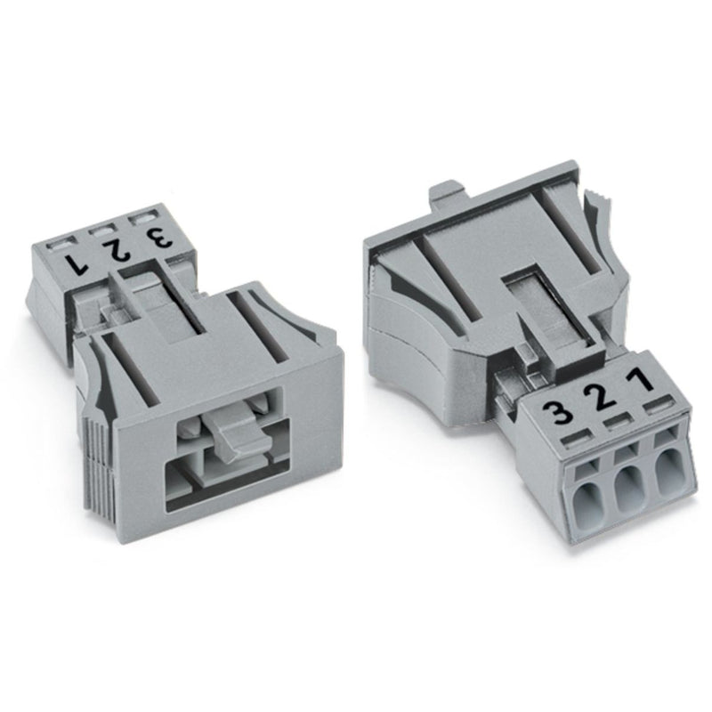 WAGO - Geräteanschluss für steckbare Gebäudeinstallation Snap-In-Stecker 890-753 3-polig,Kod. B,grau − 50 Stück