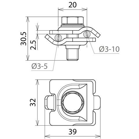 DEHN - Verbinder für Blitzschutz MMV-Klemme MMVK35810SKM8X30STBL m. Sechskantschraube
