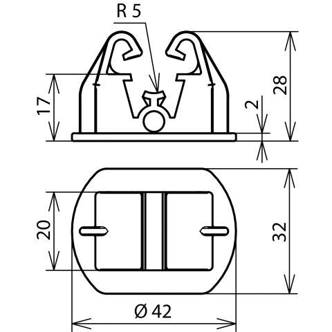 DEHN - Zubehör/Ersatzteile für Erdung und Blitzschutz Adapter RLA 10 FB KF K SW f.Dachltg.halt. Rd10 − 50 Stück