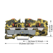 WAGO - Durchgangs-Reihenklemme 3-Leiter-Durchgangsklemme 2216-1301/000-053 Drücker,16mm²,dgr-ge − 20 Stück