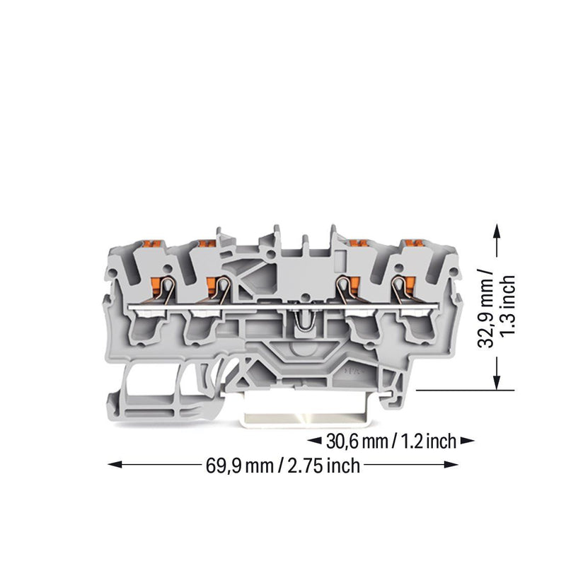WAGO - Durchgangs-Reihenklemme 4-Leiter-Durchgangsklemme 2202-1403 2,5 mm²,rot − 100 Stück
