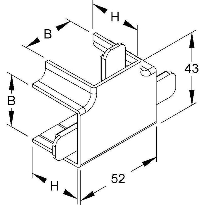 HKL - T-Stück für Leitungsführungskanal T-Stück lgr FT3030.8 Kanal-System HKL − 10 Stück
