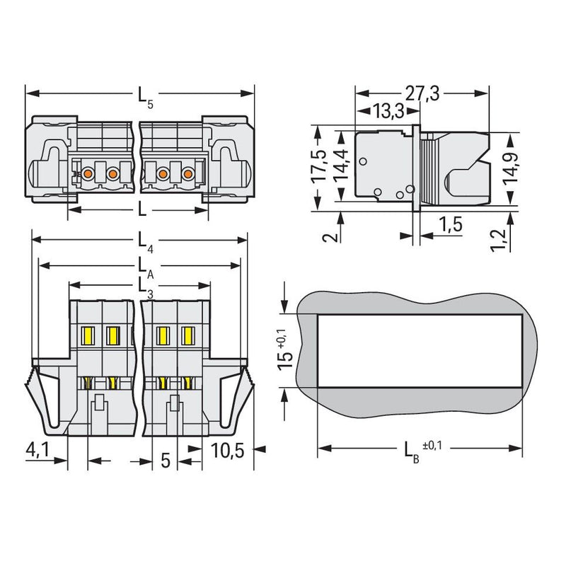 WAGO - Kabelsteckverbinder für Leiterplattensteckverbinder 1-Leiter-Stiftleiste 721-610/114-000 CAGECLAMP,2,5mm²,lgr − 25 Stück